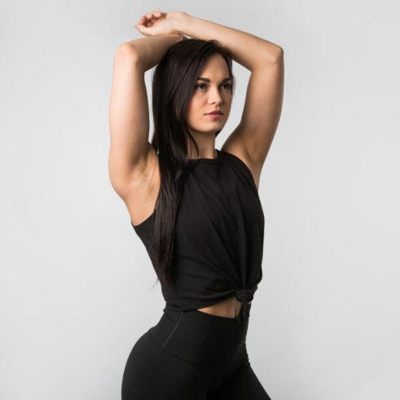 Alphalete Tops - Alphalete Tie Crop Top Black